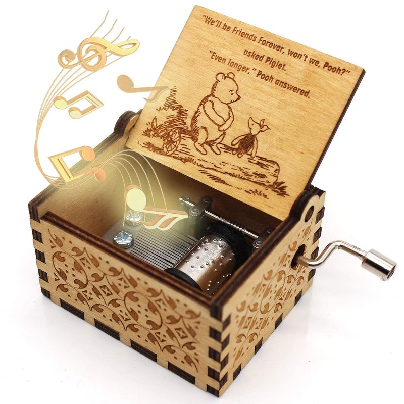 Ukebobo Wooden Music Box - The Pooh Saying Gift, Merry Christmas & New Year's Gift - 1 Set - Image 1
